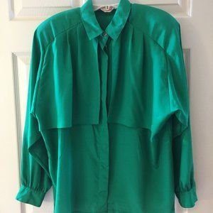 Emerald Green CEO Polyester Vintage Blouse - Size 12